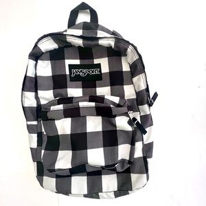 JANSPORT BLACK / WHITE BUFFALO PLAID SCHOOL BACKPACK